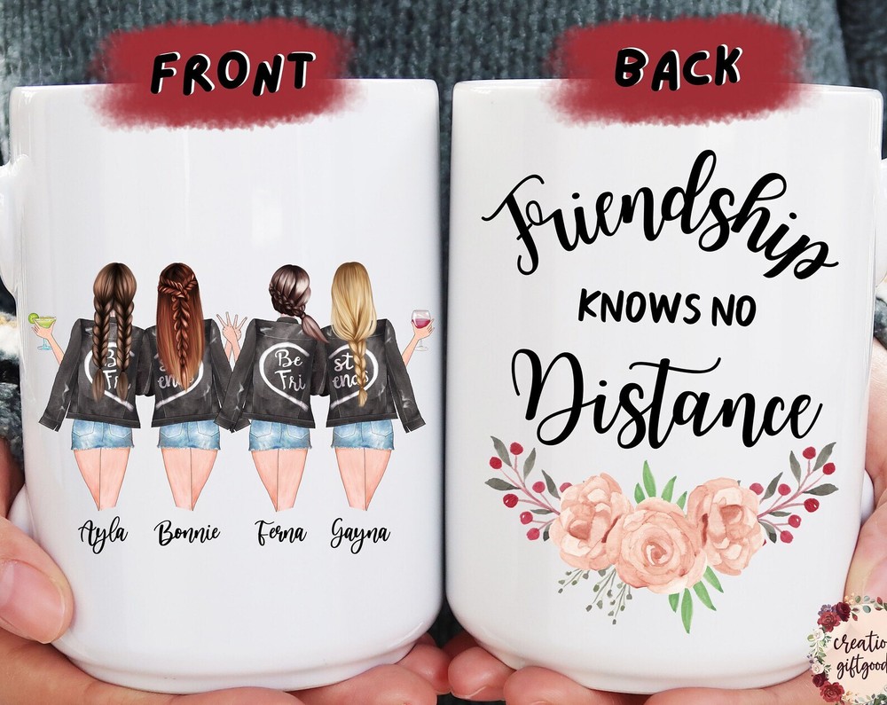 Friendship Knows No Distance Coffee Mug Custom Sister Moving Gift Long Distance
