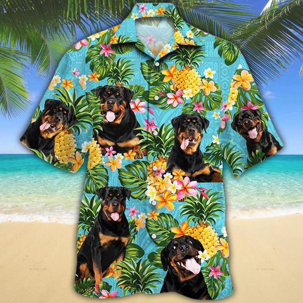 Rottweiler Dog Lovers Pineapple Hawaiian Shirt