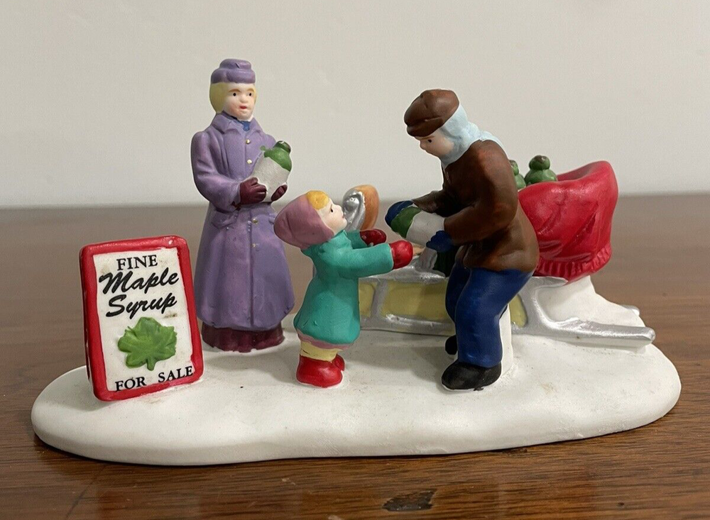 1997 Lemax Maple Season Christmas Porcelain Figurine with Syrup For Sale-image