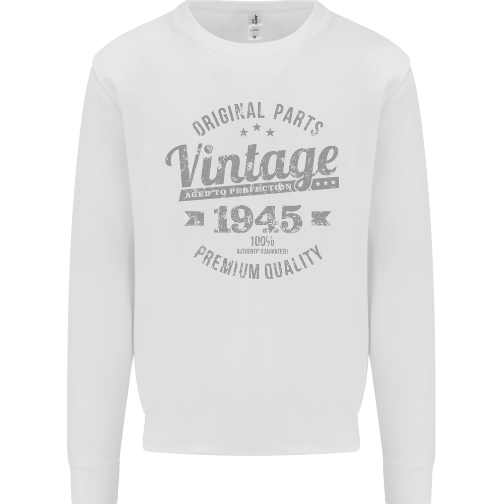 Vintage Year 80th Birthday 1945 Mens Sweatshirt Jumper White