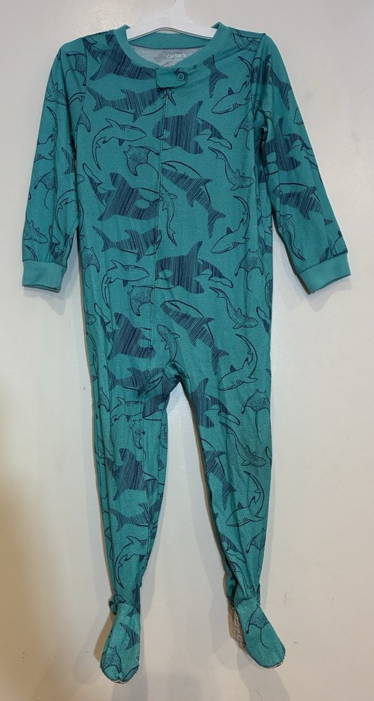Carter's Toddler Boy 1-Piece Sea Creatures Polyester Zip Long Sleeve PJs Aqua 4T