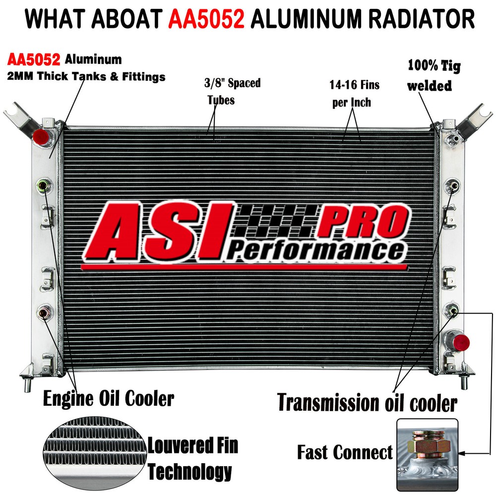 2 Row Radiator For 2011-19 2018 Chevy Silverado GMC Sierra 2500 3500 HD 6.0L V8