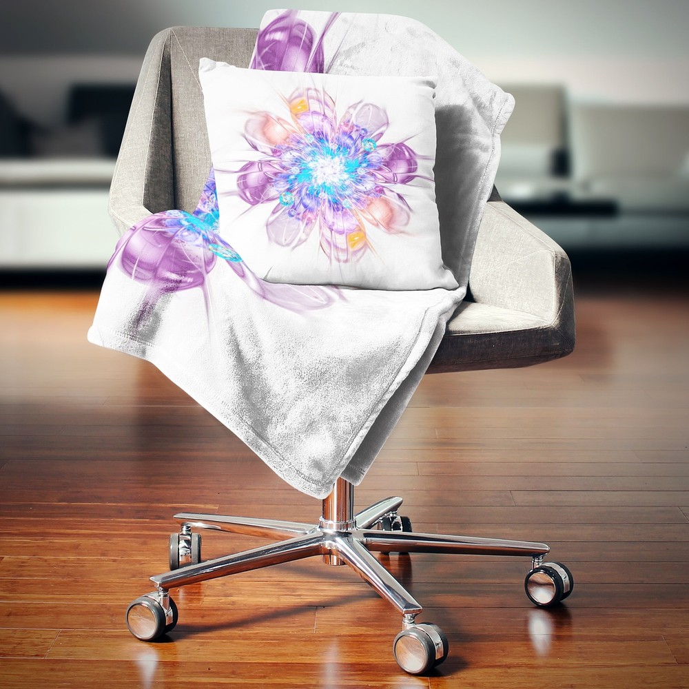 Designart Vibrant Fractal Floral Throw Blanket in Multi Colors  