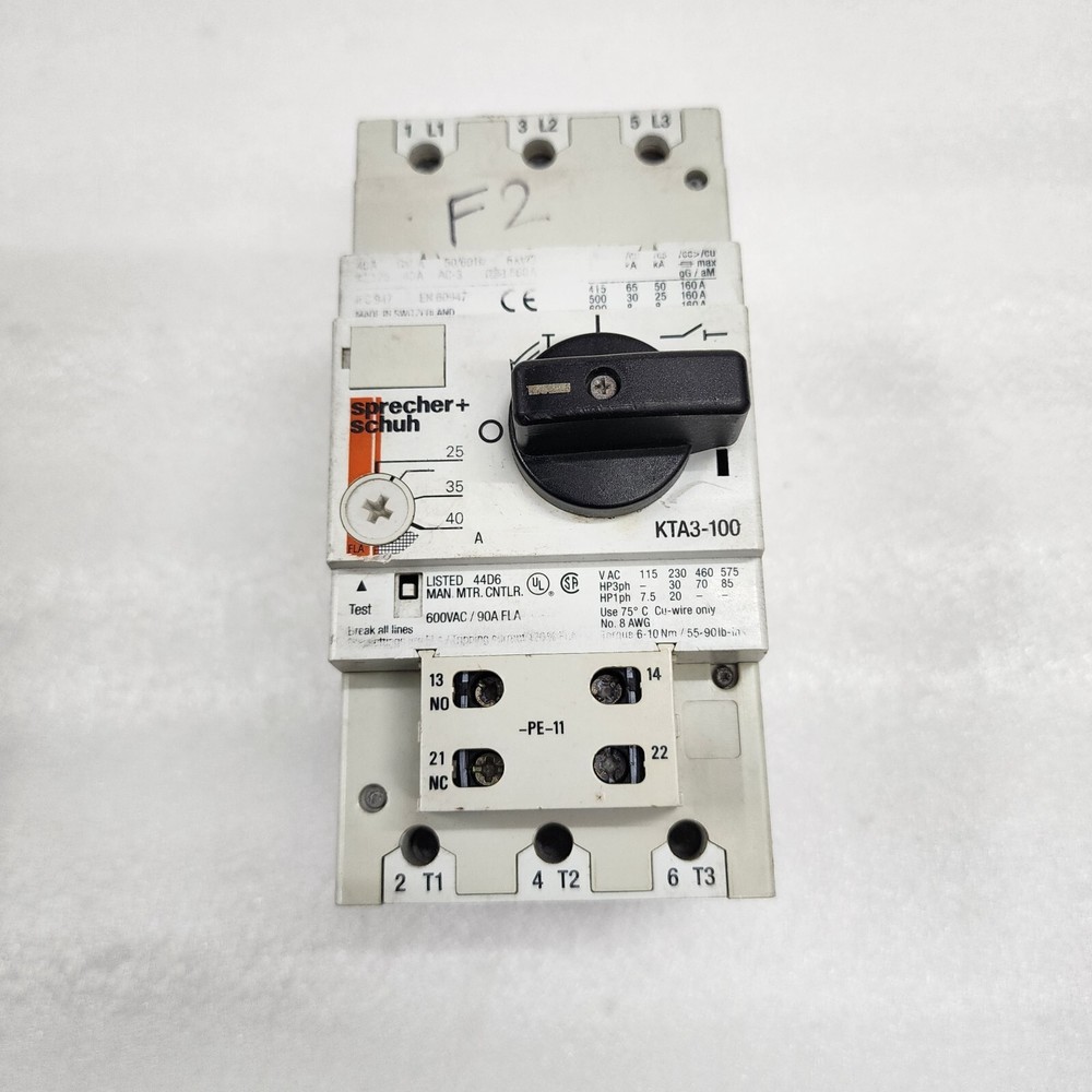 SPRECHER + SCHUH KTA3-100-40A MOTOR CIRCUIT CONTROLLER 25-40A KTA310040A