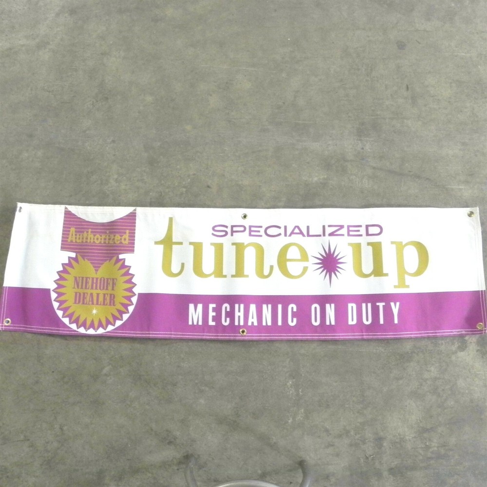 1960-70's NIEHOFF BANNER VINTAGE PARTS STORE SERVICE GAS STATION DISPLAY SIGN