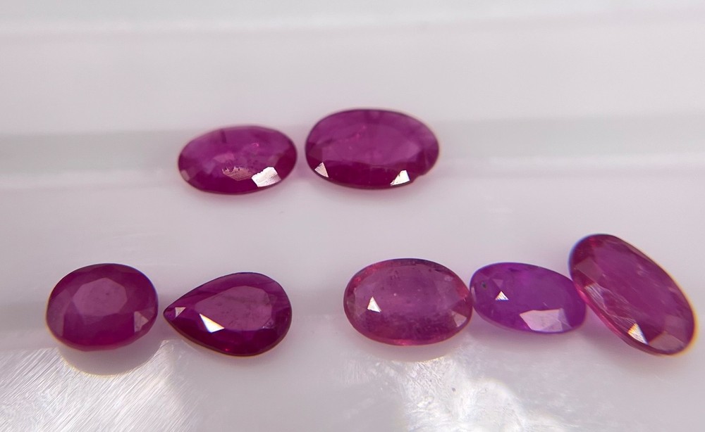 3.63 ct Natural Ruby Parcel – Mixed Oval & Pear – Bright Pink Red Corundum MRL