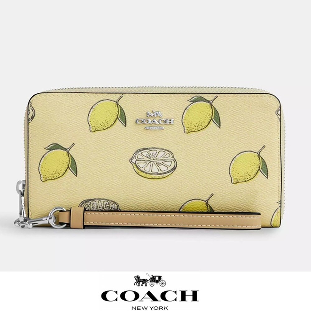 NWT Coach Long Zip Around Wallet Lemon Print Design
