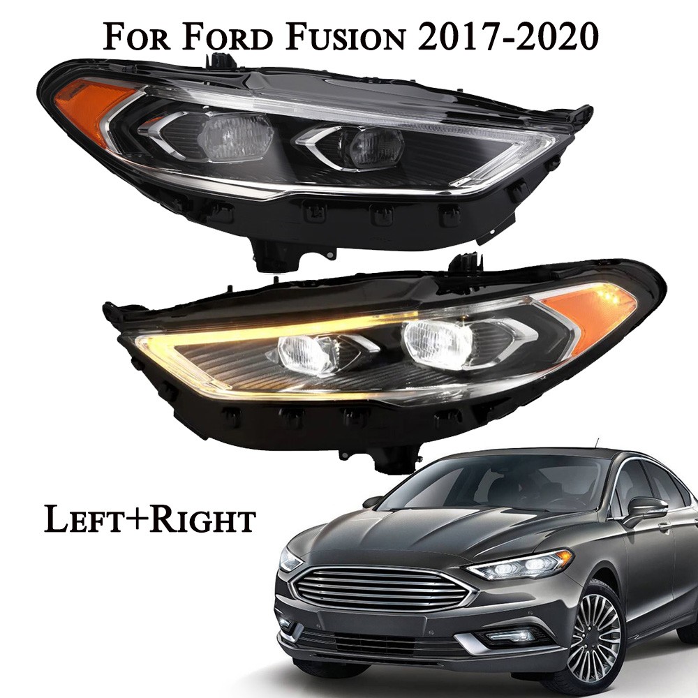Left+Right Headlight W/LED DRL Projector Headlamp For Ford Fusion 2017 2018-2020
