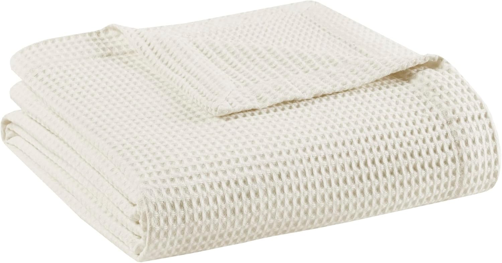 100% Cotton Lightweight Waffle Weave Blanket for All Seasons Trendy Design