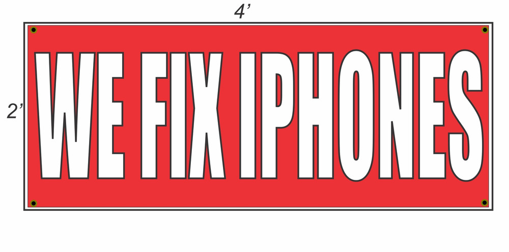 2x4 WE FIX IPHONES Red and White Banner Sign Brand New for Your Business