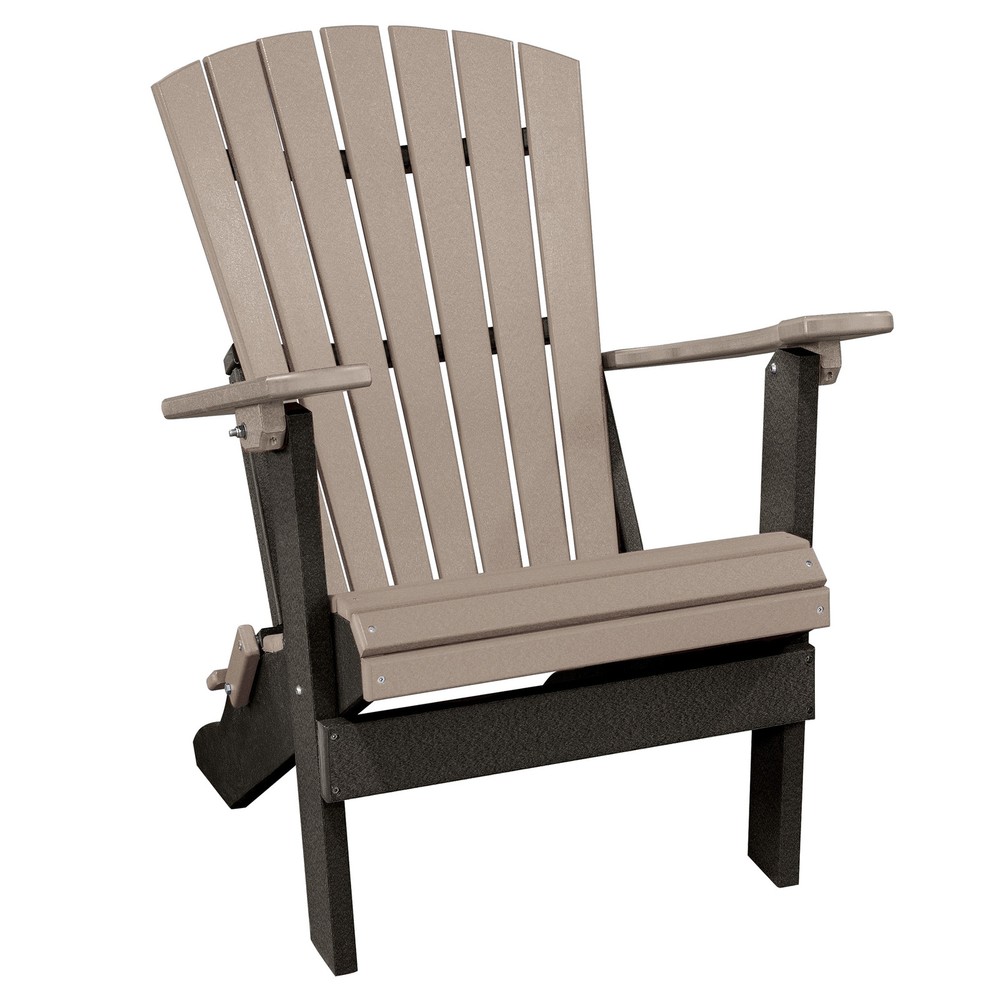 OS Home and Office Model Fan Back Folding Adirondack Chair in Weatherwood with