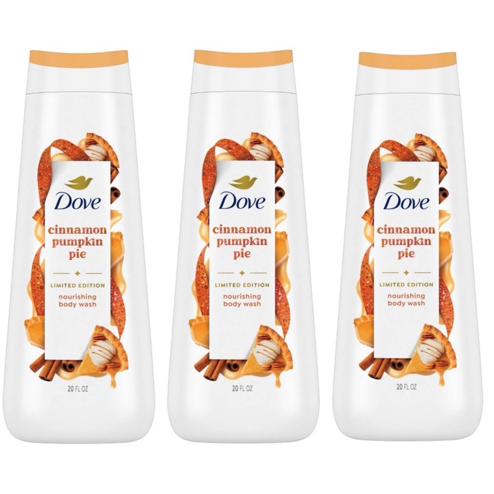 3 Pack Dove Limited Edition Holiday Treats Cinnamon Pumpkin Pie Body Wash, 20oz