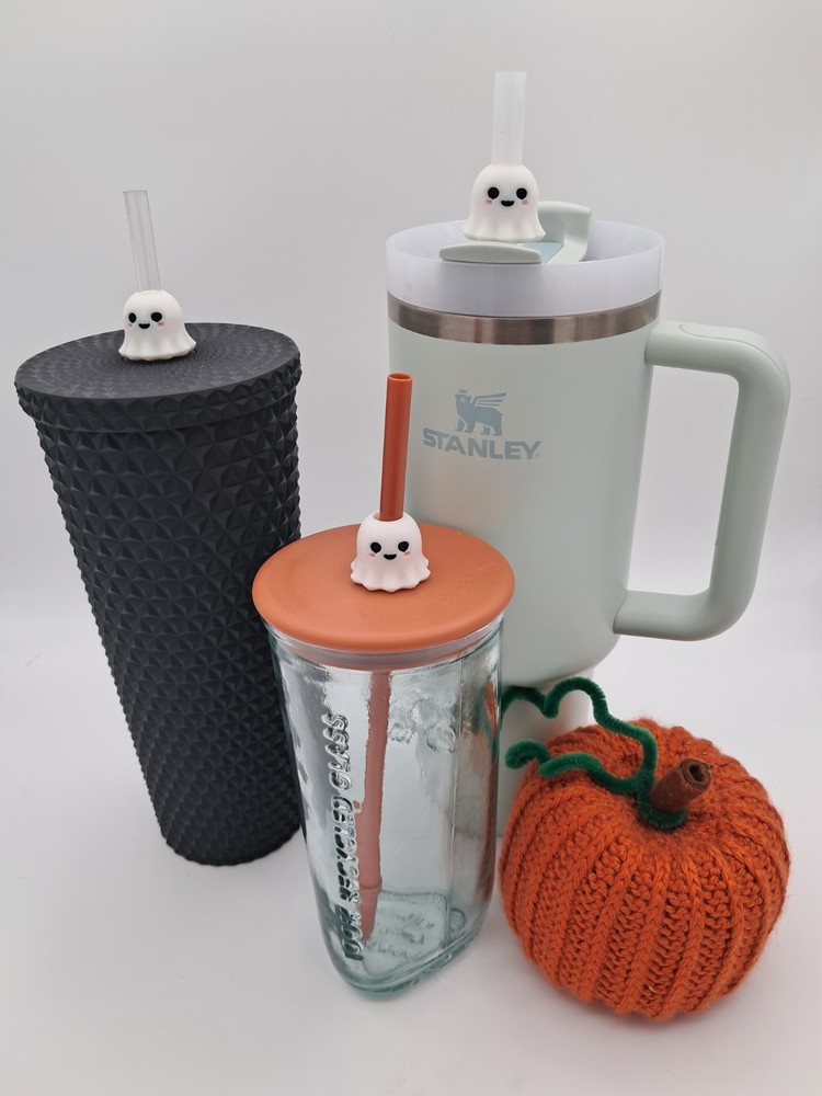 Adorable Ghost Straw Topper – 3D Printed Reusable Cup Accessory for Tumblers
