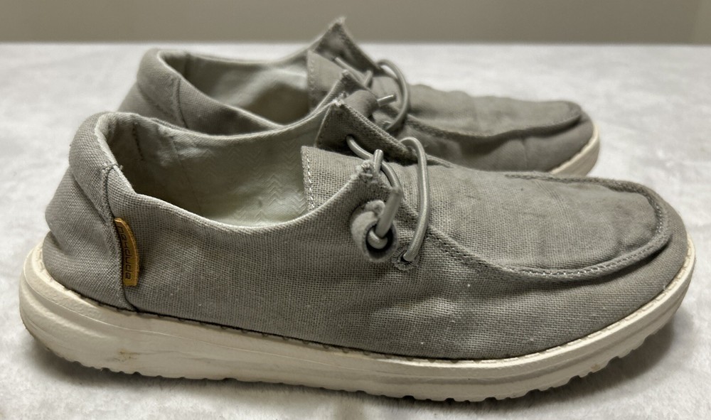 Hey Dude Shoes Womens Size 6 Wendy Gray Casual Slip On Sneakers Comfort Flats