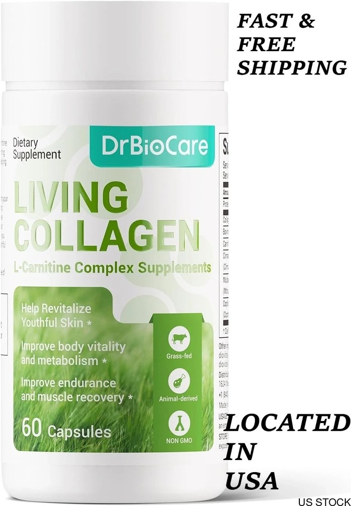 DrBioCare Living Collagen L-Carnitine Complex Supplement Grass Fed Bovine