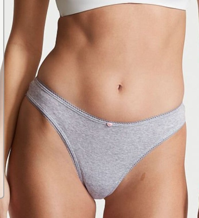 Victoria's Secret 100% Cotton Thong ~ Grey ~ Size XL