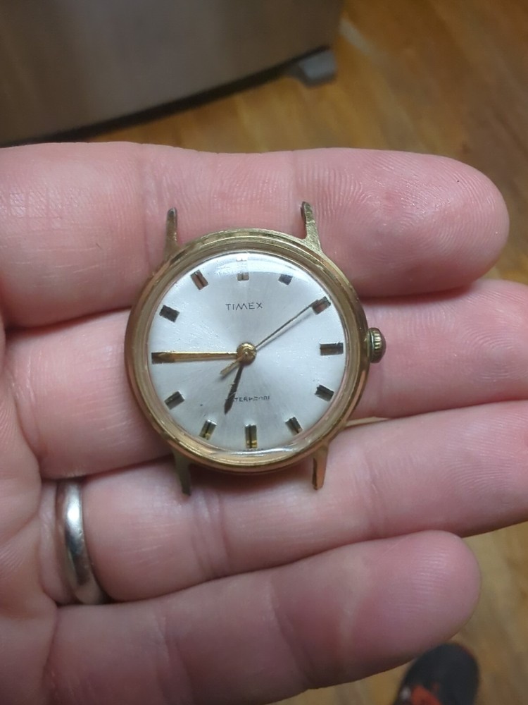 Timex Sprite Wristwatch 1164 2469 1969 Runs Well Has Crack Bottom Crystal 31mm