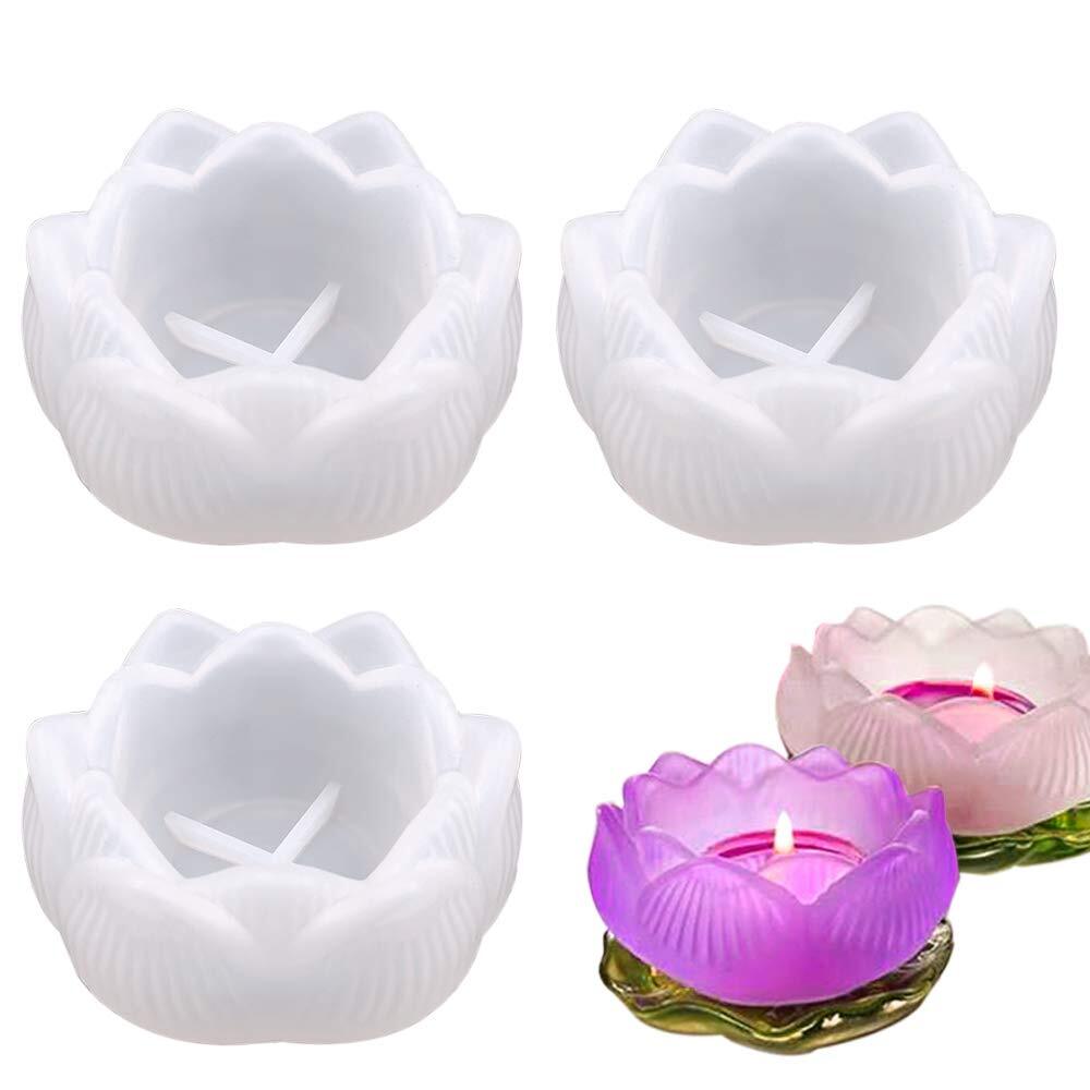 3-piece lotus resin silicone molds for DIY trinket dishes