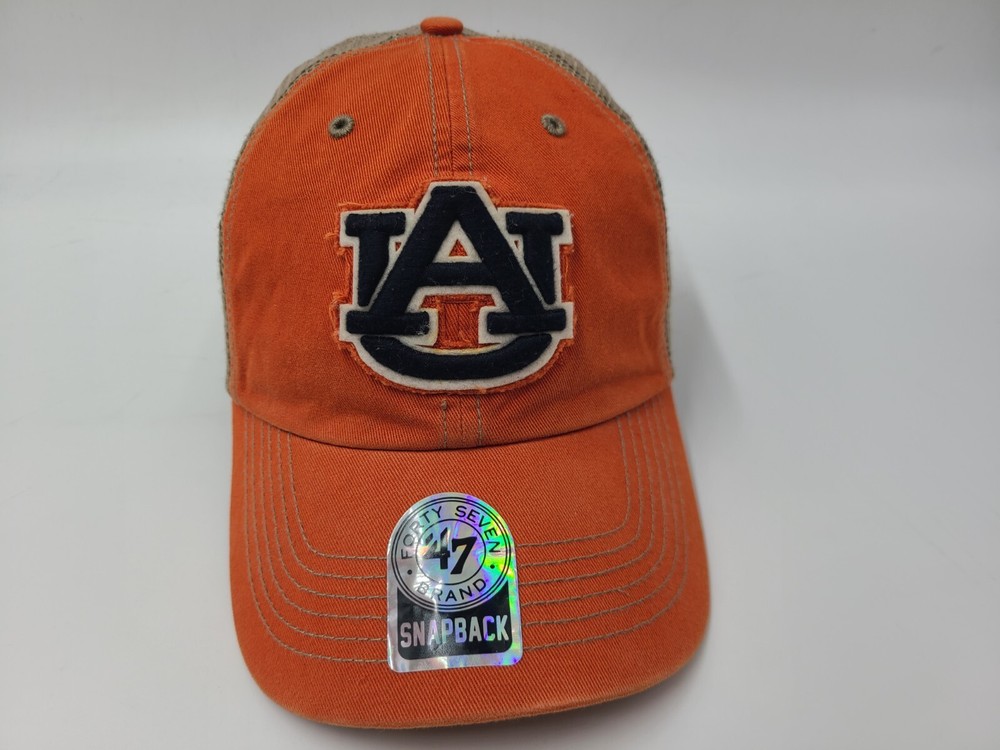 Auburn University Tigers 47 Brand Mesh Snapback Hat Cap Men NCAA Orange Beige