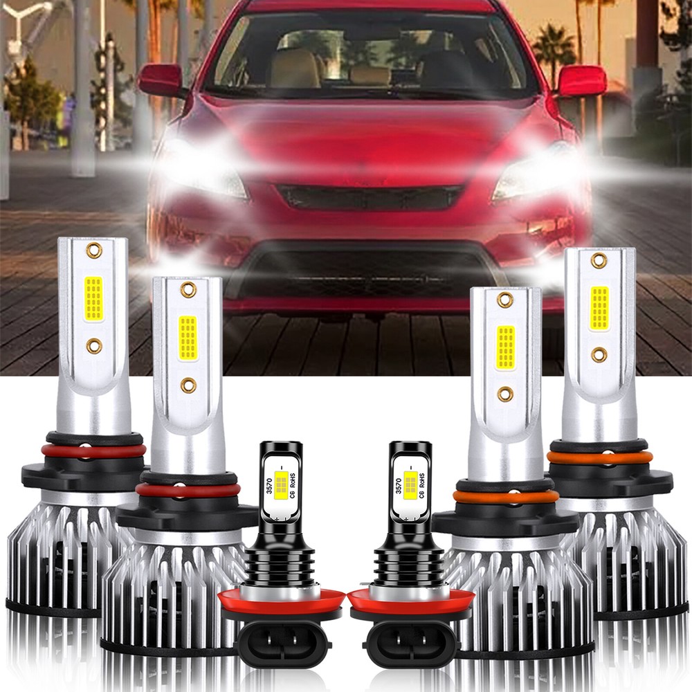 6x LED Headlight Bulbs Combo kit Fog Light 6000K For Toyota Matrix 2009-2014