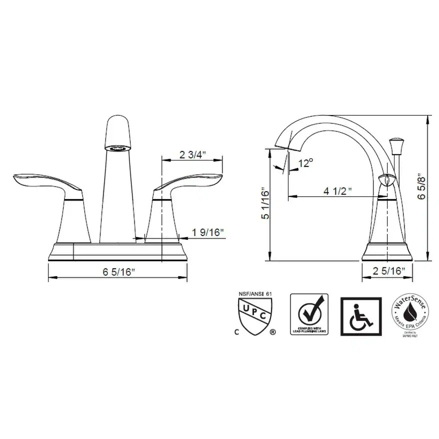 Ultra Faucets Stilleto Collection Two-Handle 4