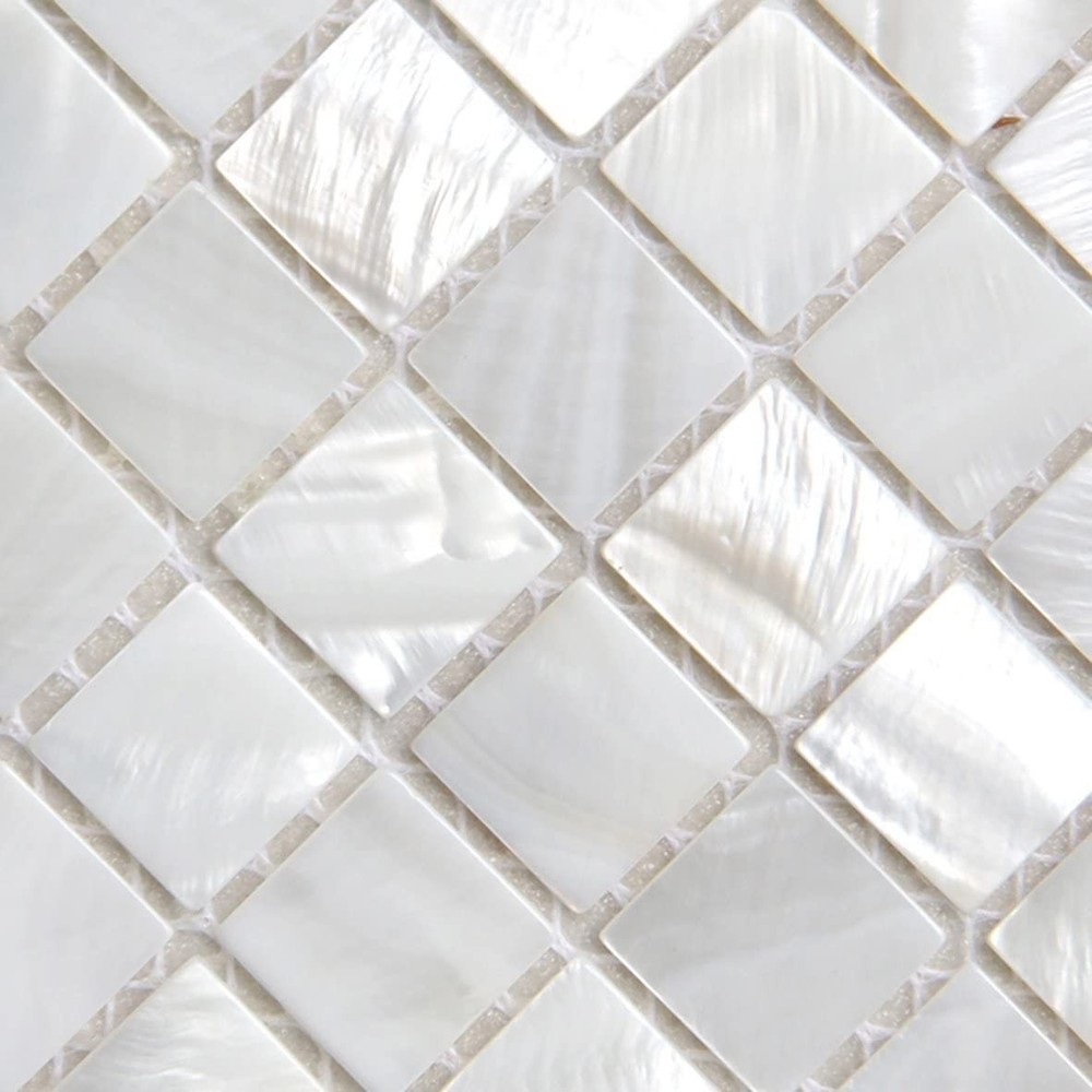 White Square Shell Mosaic Tile Mother of Pearl Kitchen Backsplash Pool Wall