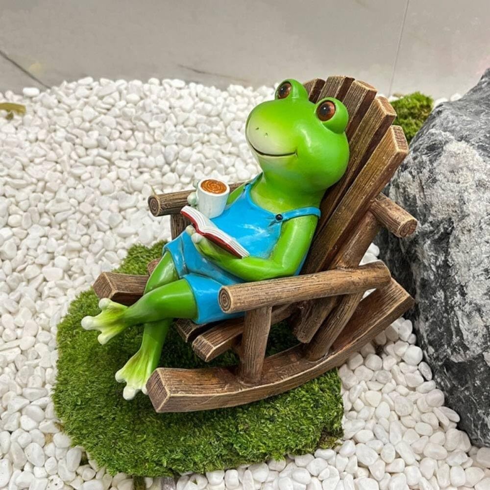 Decor Handmade Resin Rocking Chair Frog Garden Decor Statue - Cute Outdoor ...