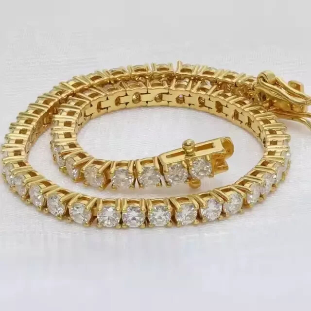 14K Gold Plated 8Ct Simulated Diamond Round Cut Tennis Bracelet
