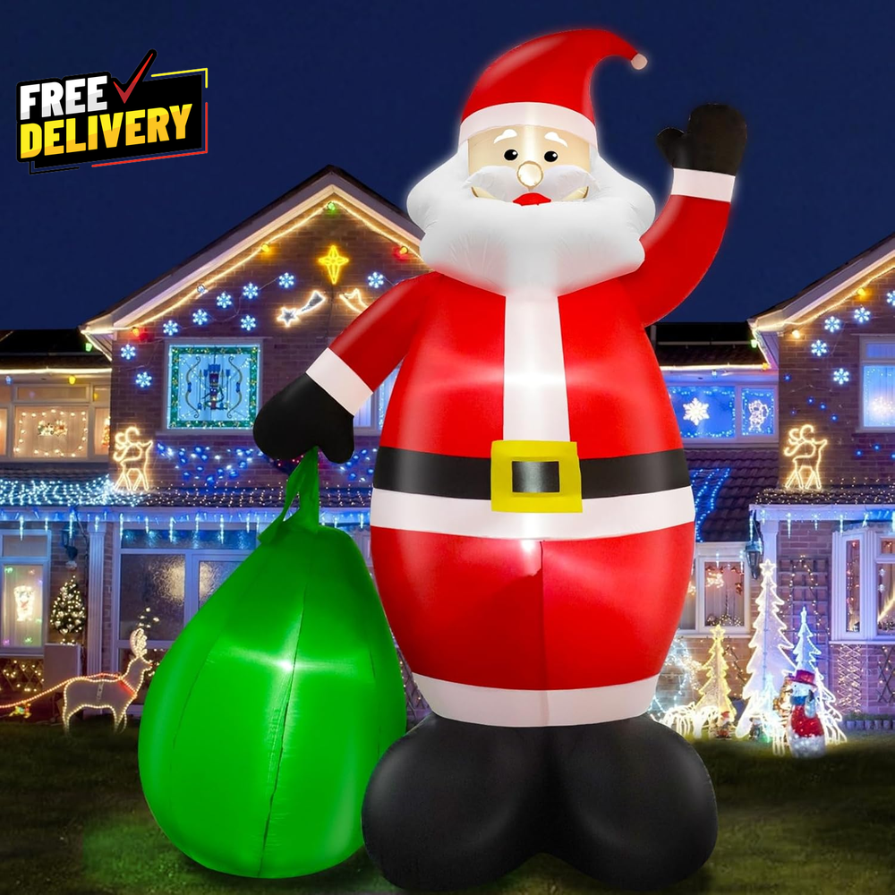 14 Feet Giant Christmas Inflatable Decorations Outdoor Santa Claus with Gift Bag