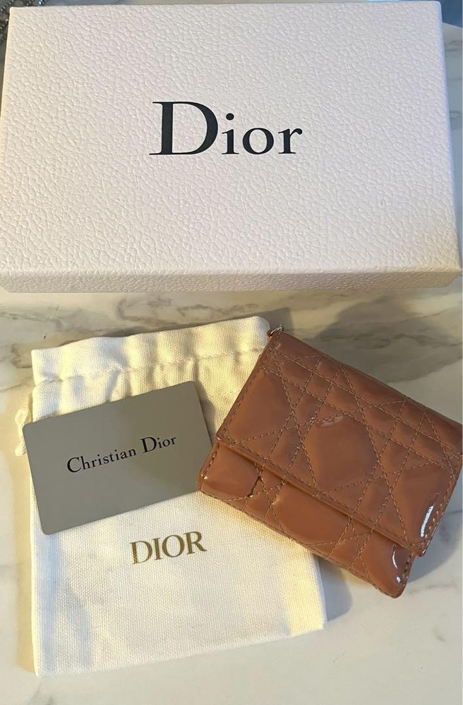 Dior Lady Canage Lotus Pink Folding Wallet Pre-Owned