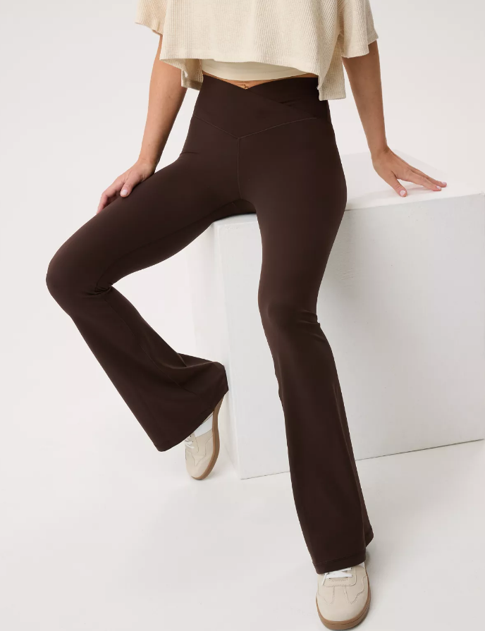 OFFLINE By Aerie Real Me High Waisted Crossover Flare Legging, Deep Earth (NEW)