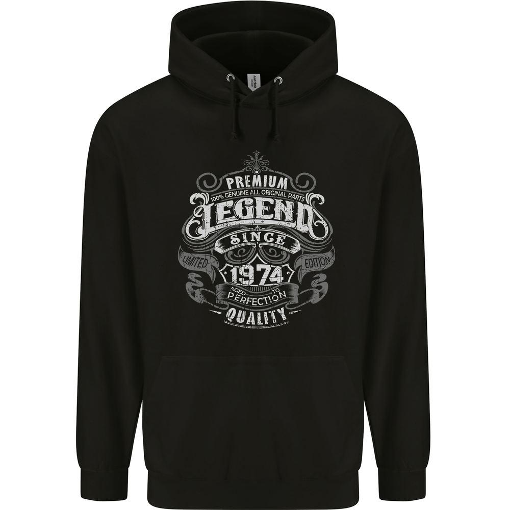 Premium Legend 51st Birthday 1974 Mens 80% Cotton Hoodie