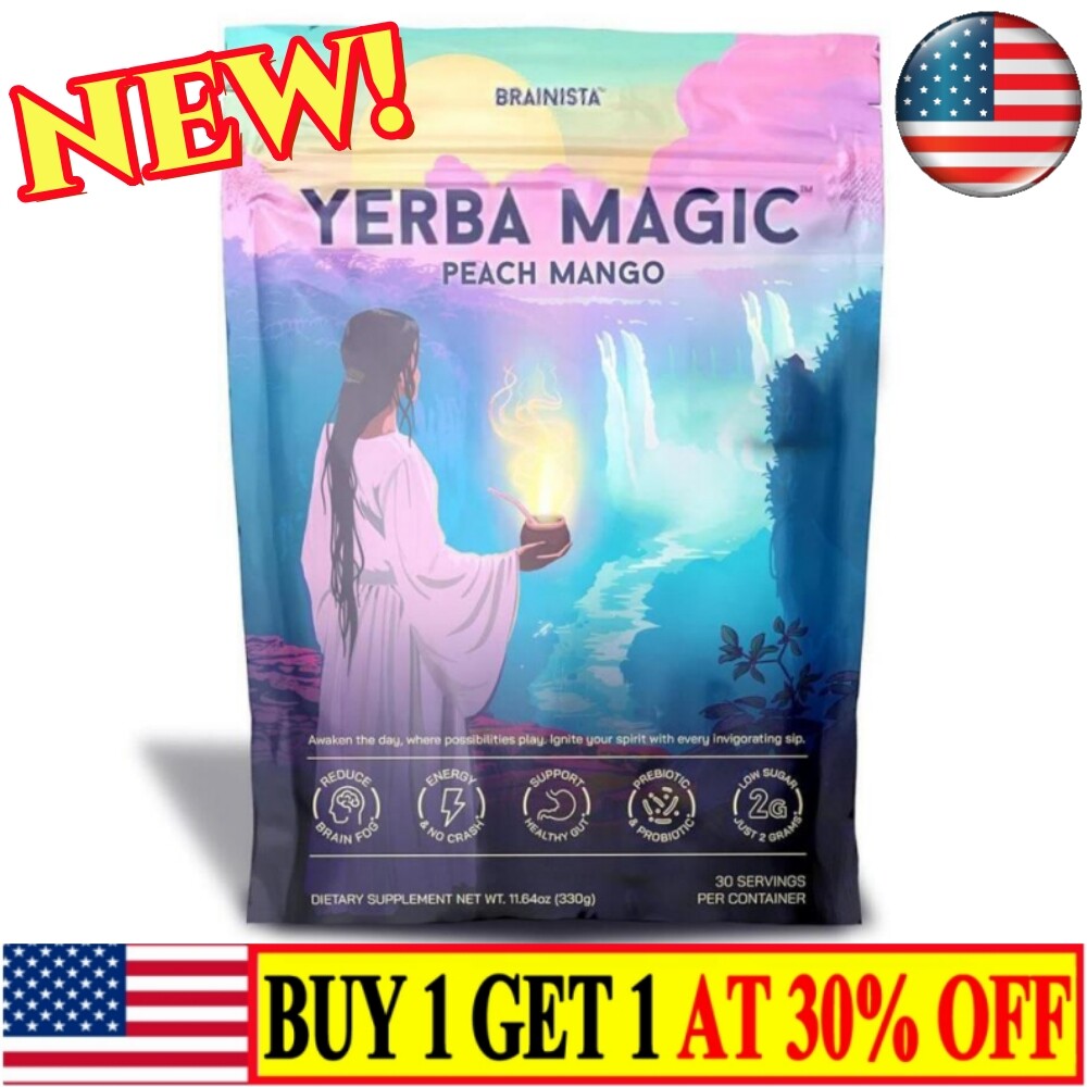 Yerba Magic 3-in-1 Instant Tea Powder Peach Mango Probiotic Super Drink QX