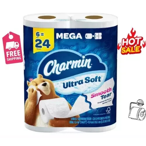 Charmin Ultra Soft Toilet Paper 6 Mega Rolls = 24 Regular Rolls