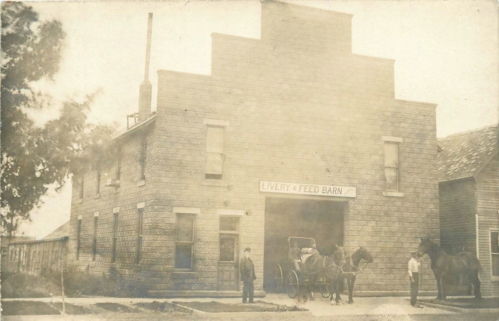 c1910 Lively Feed Barn Workers occupation RPPC Postcard 26-2990