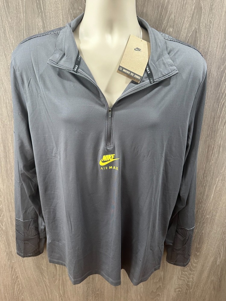 Nike Sportswear Men's Size L Iron Grey Air Max Half Zip Printed Shirt $85 NWT