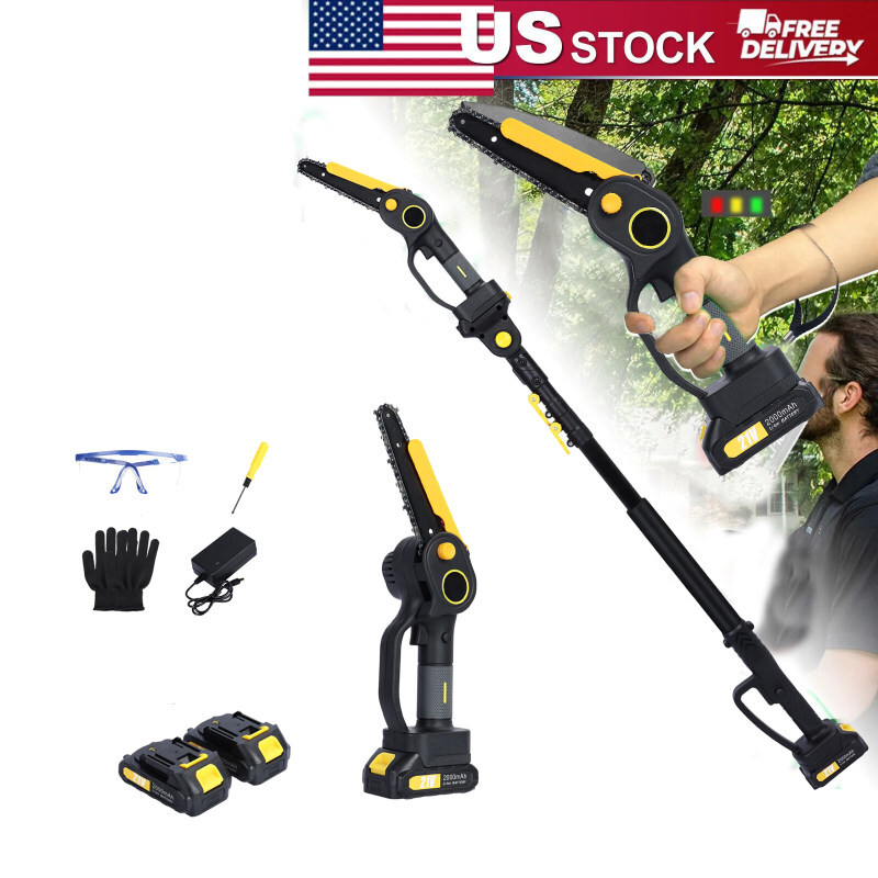 Cordless Pole Saw and Mini Chainsaw 2-in-1 Brushless 6-Inch 2000mAh Battery Powered