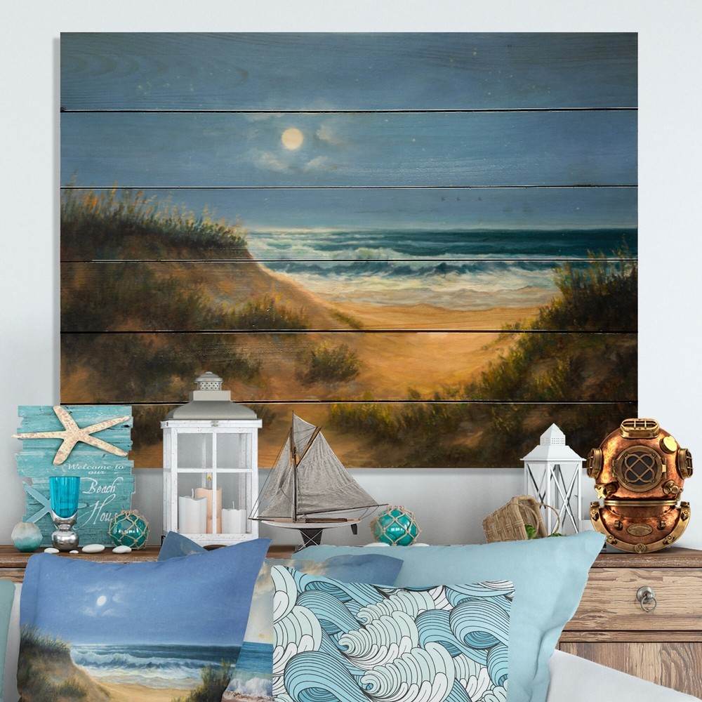 Designart 'Wild Blue Ocean Waves XI' Nautical & Coastal Wood Wall Art Décor -