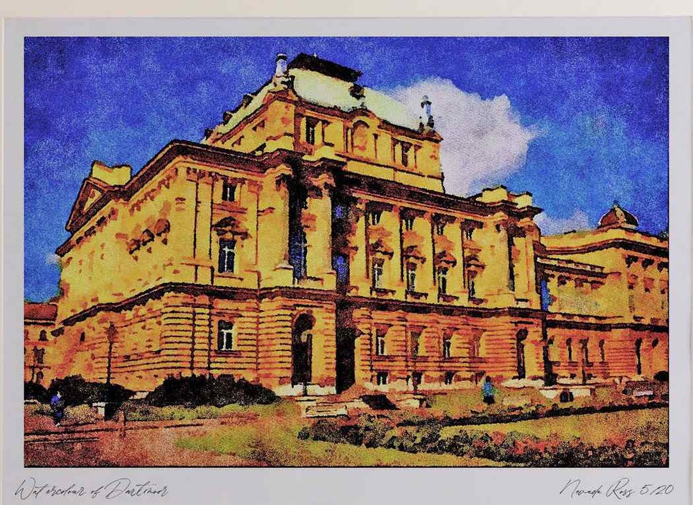 805081 Croatian National Theater Zagreb A4 Watercolour Art Print Croatia