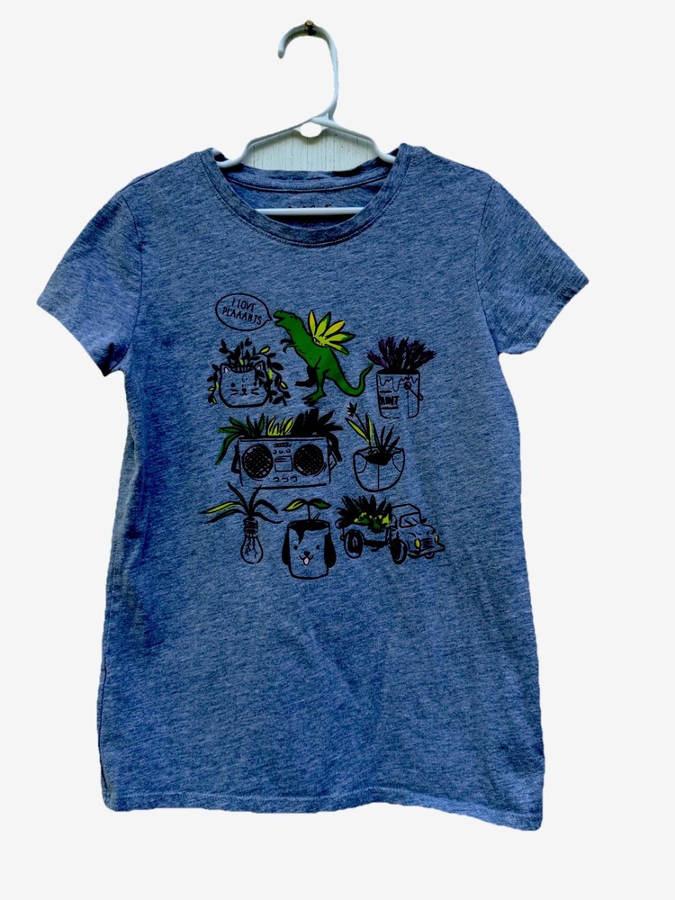 Cat and Jack Kids Dinosaur Graphic Tee Size M 7-8 in Gray