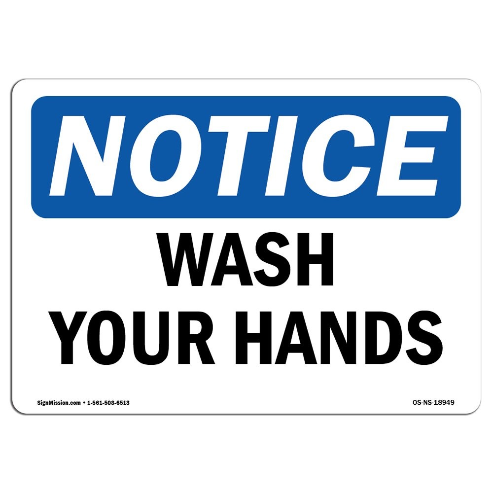 Rigid Plastic Notice Sign Wash Hands Label for Warehouse Construction Area