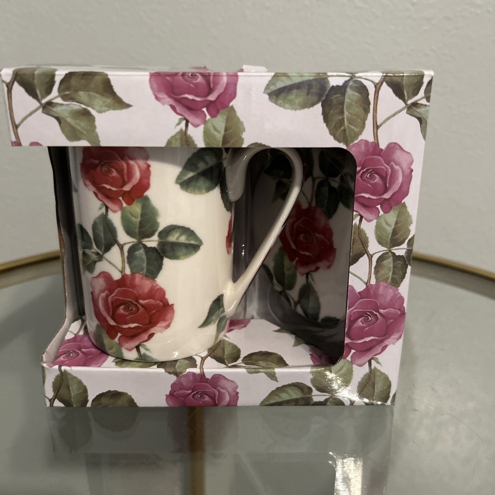 Kent Pottery Pink Flower  8 Oz Coffee Tea Cup w/Lid K1