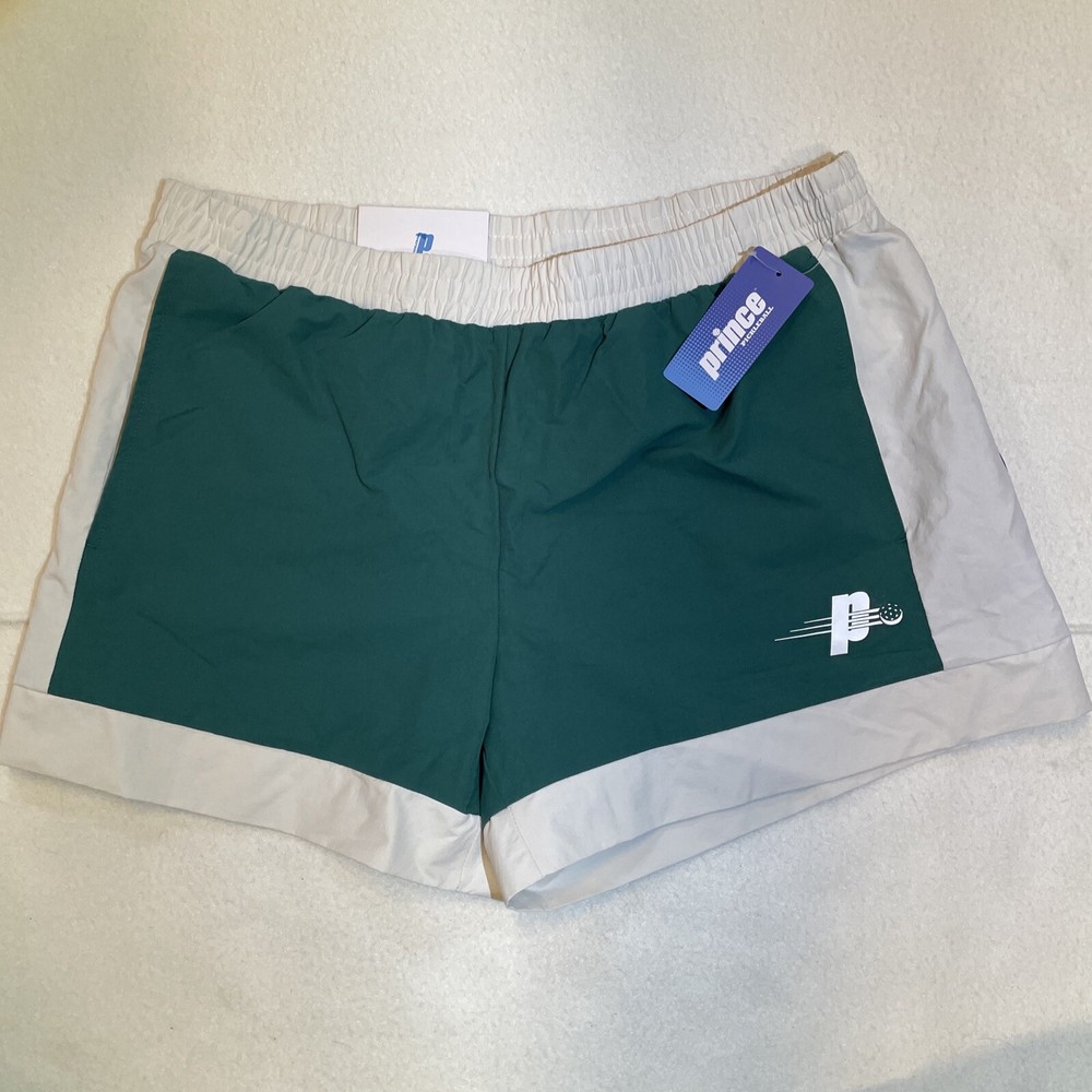 Prince Pickleball Shorts Women's Size L Woven Mid-Rise Dark Green Athletic