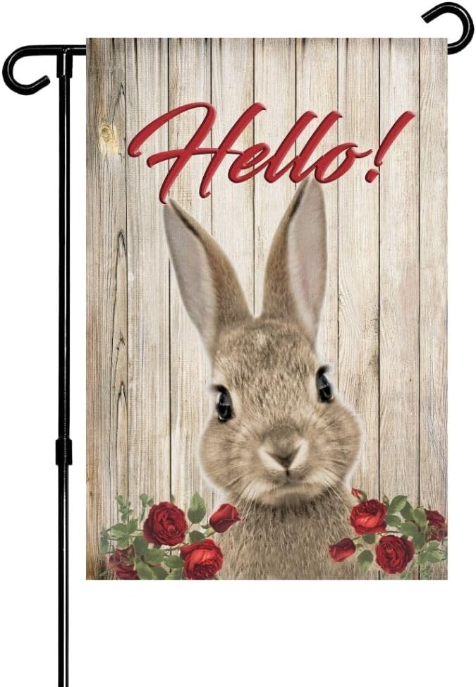 Hello Bunny Double-Sided Garden Flag 12x18 Outdoor Garden Welcome  Fall Flags