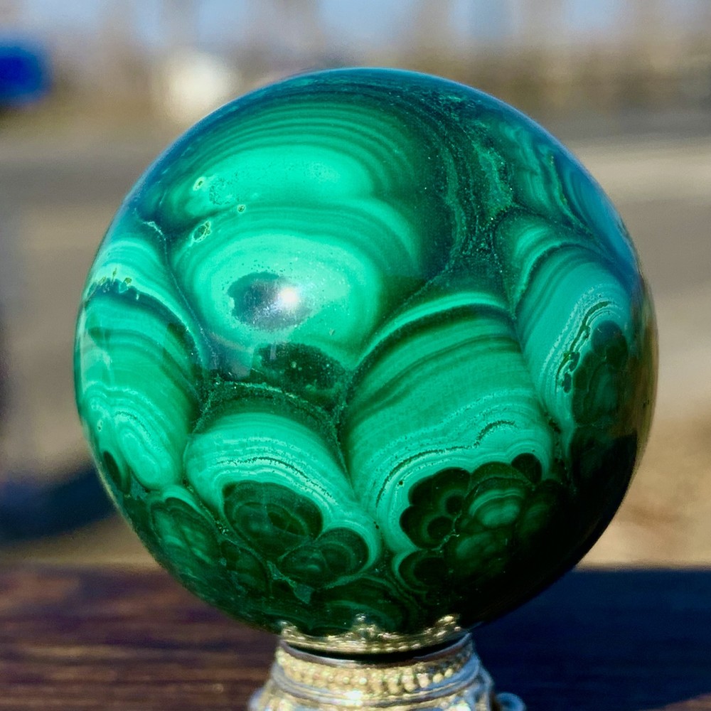 72G Natural glossy Malachite ball transparent cluster rough mineral sample