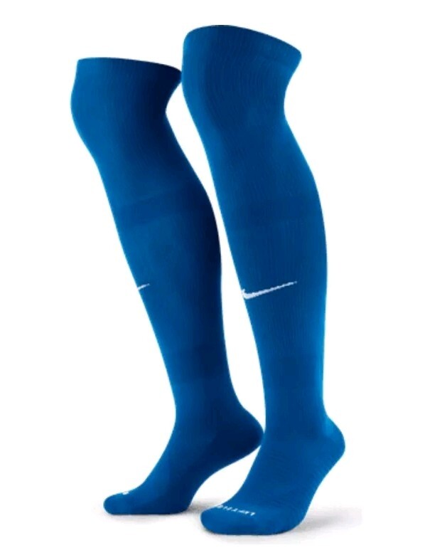 Nike Matchfit Adult Blue Knee High Polyester Cushion Logo Soccer Socks Sz M 6-8