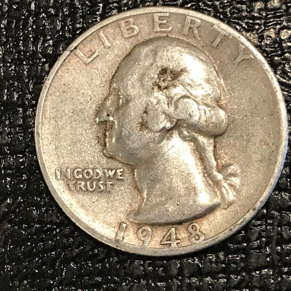 VINTAGE VF 1948 S SILVER WASHINGTON QUARTER COIN-OLD US COIN-FEB241