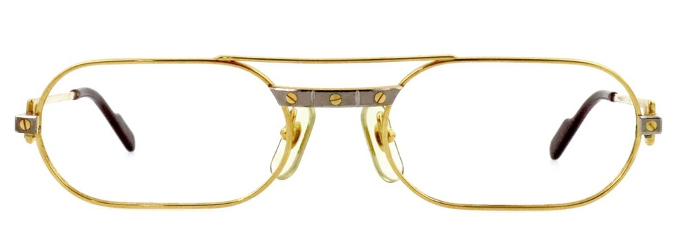 Vintage CARTIER Santos 53mm 23K Gold Aviator Eyeglasses France Excellent Unisex