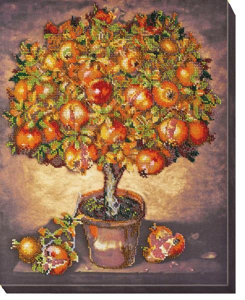 Bead embroidery kit Pomegranate tree needlework kit Art canvas beadwork pattern