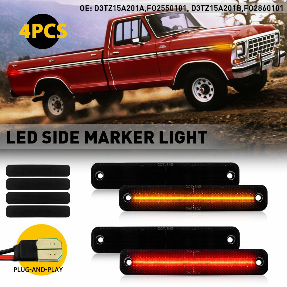 AUXITO 8x LED Side Marker Lights For 1973-1979 Ford F150 Bronco F Series Truck
